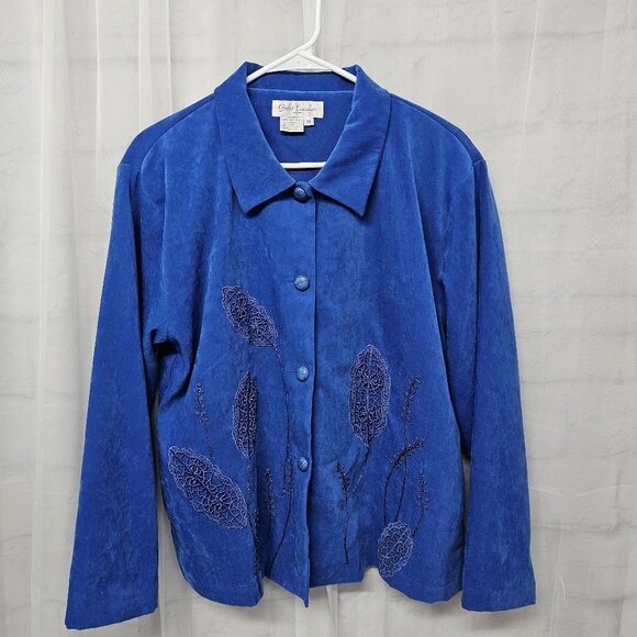 Vintage Great Cavalier Jacket Blue Embroidered Retro Boho M - Picture 1 of 8